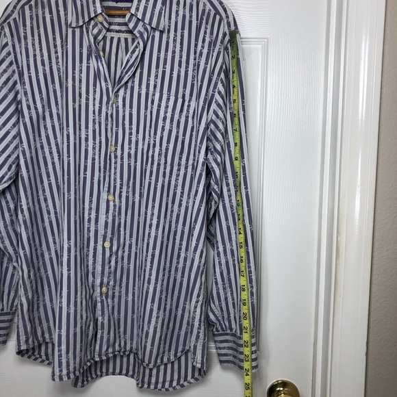 Tommy Bahama Cotton Silk Blend Purple White Palm Embroidered Button Up Shirt L - Picture 12 of 12